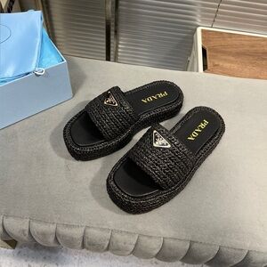 Prada Woven Slide Sandals